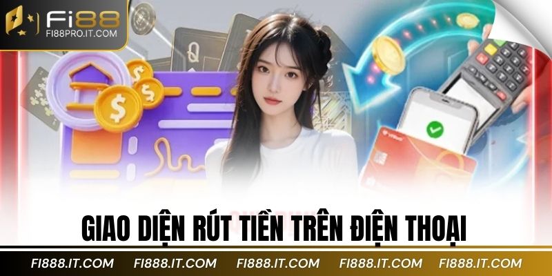 Giao diện rút tiền trên điện thoại